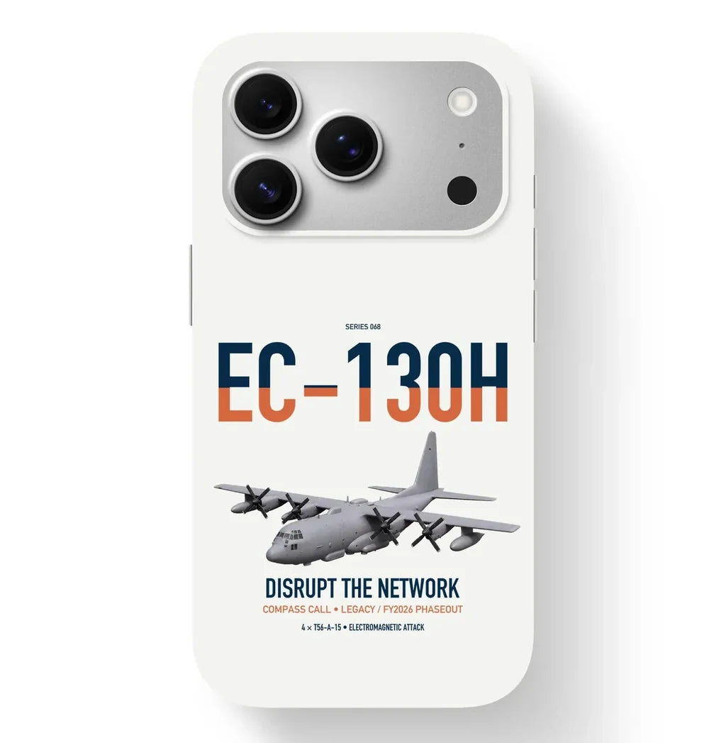 EC-130H Compass Call design on white magsafe iphone case, for iPhone 17 Pro