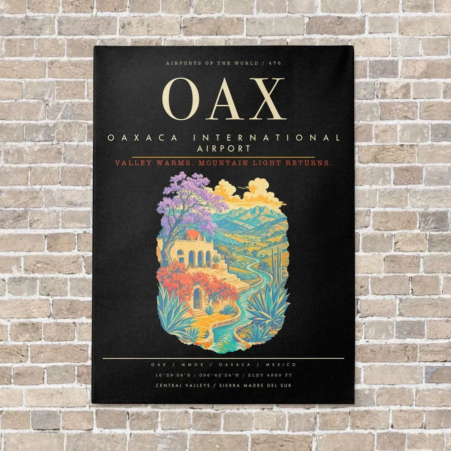 Oaxaca International Airport OAX - Canvas Framed - Black