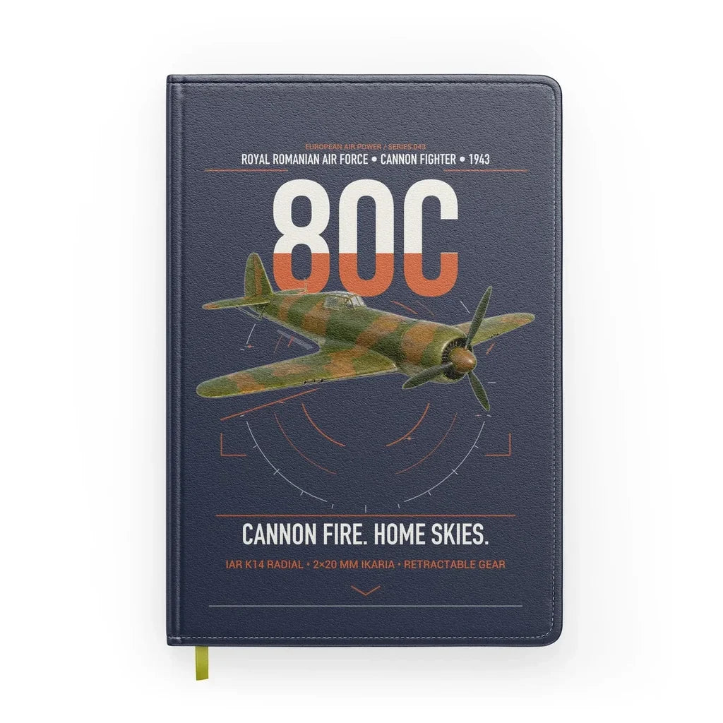 IAR 80C design on navy blue notebook
