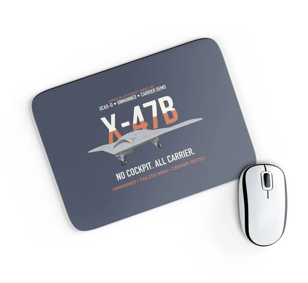 X-47B UCAS-D Carrier Wing Without a Cockpit design on navy blue rectangle mouse pad