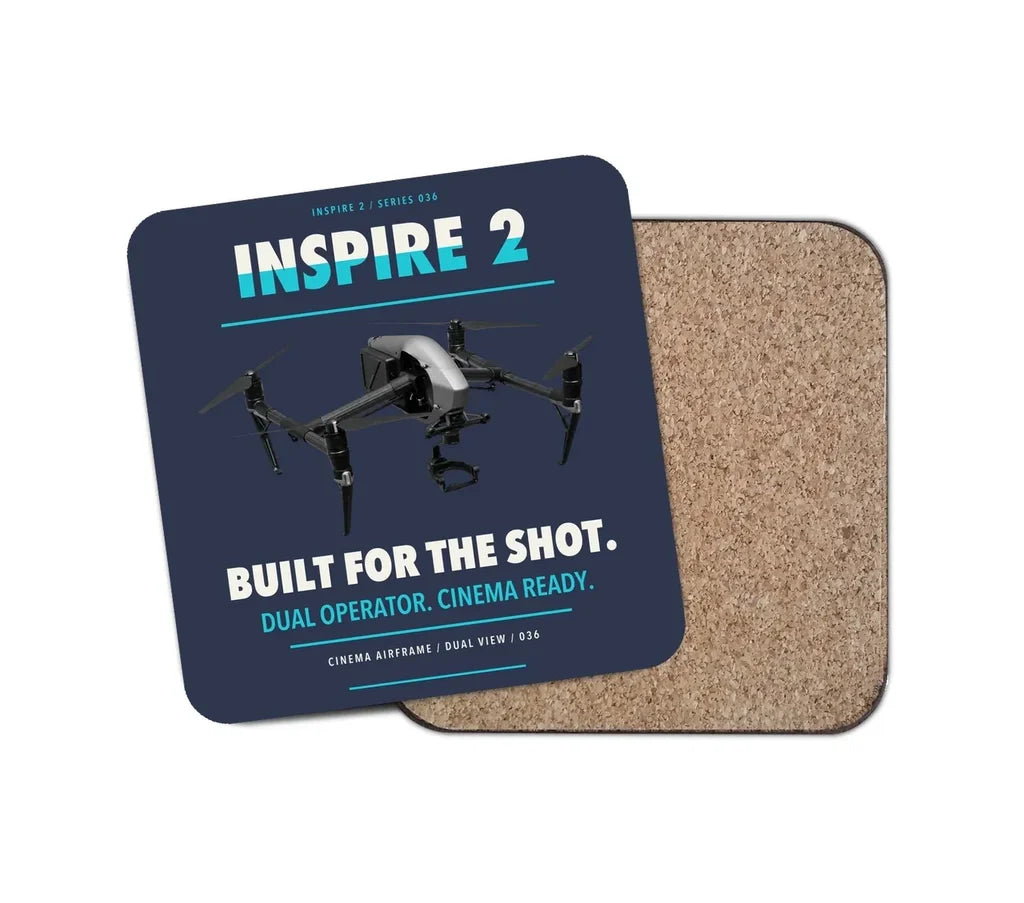 DJI Inspire 2 design on navy blue 1 piece coaster
