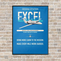Thumbnail for Cessna Citation Excel vertical canvas print - framed - turquoise background