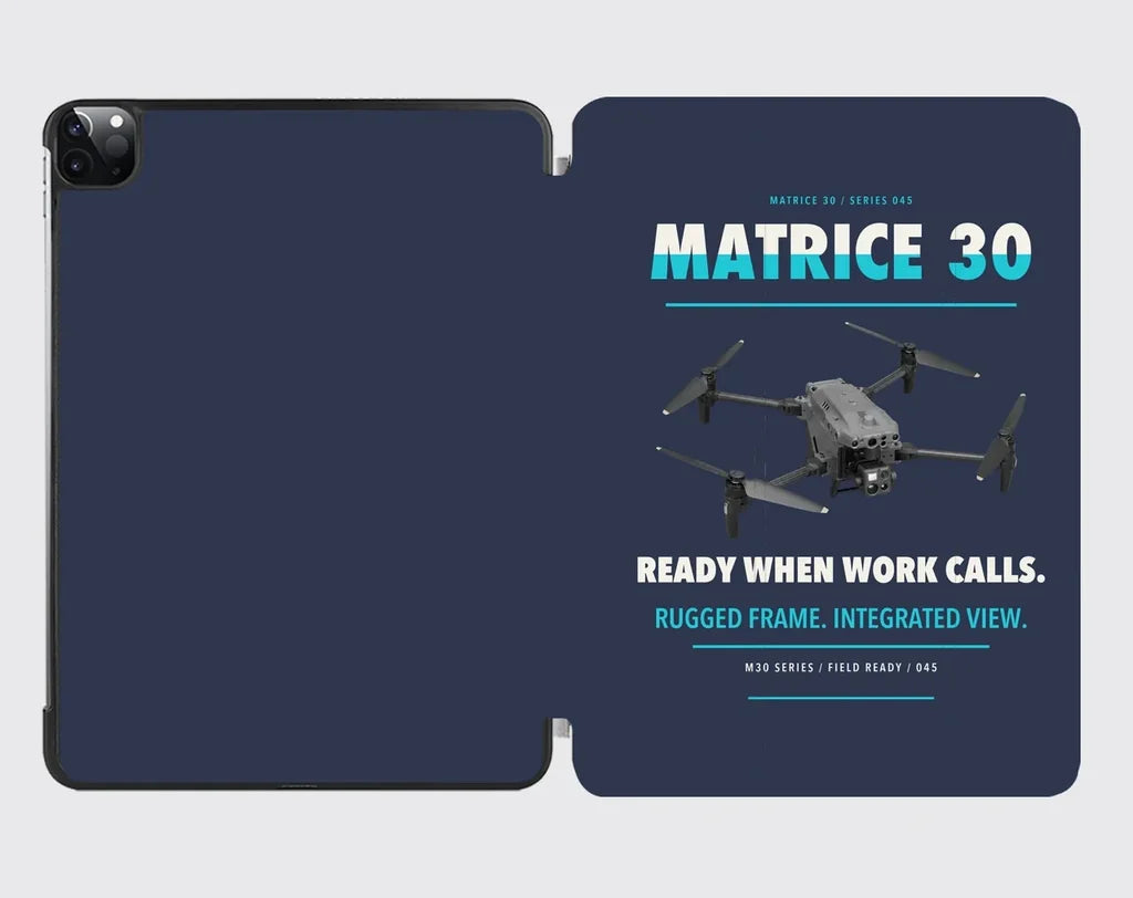 DJI Matrice 30 design on navy blue ipad tablet case