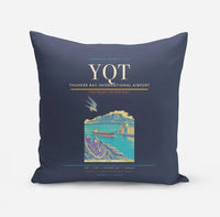 Thumbnail for Thunder Bay International Airport (YQT) design on navy blue pillow