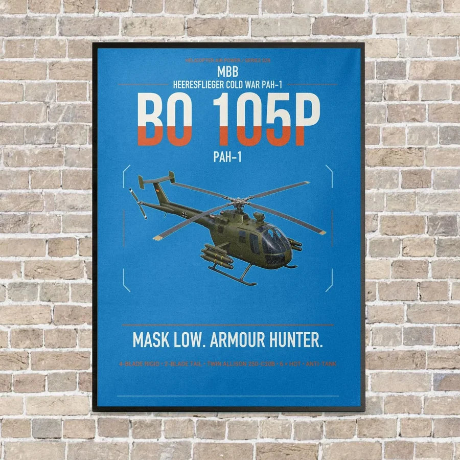 MBB BO 105P PAH-1 vertical canvas print - framed - turquoise background