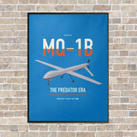 Thumbnail for MQ-1B Predator vertical canvas print - framed - turquoise background
