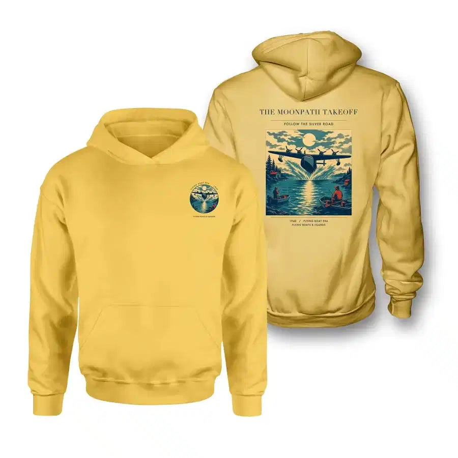 VINTAGE G4441 - The Moonpath Takeoff - Double-Side Hoodie design on yellow double side