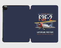 Thumbnail for F3F-2 Last Biplane First Fight design on navy blue ipad tablet case