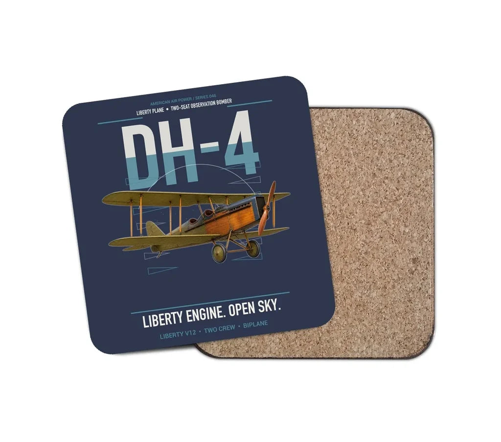 Airco DH-4 Liberty Plane design on navy blue 1 piece coaster