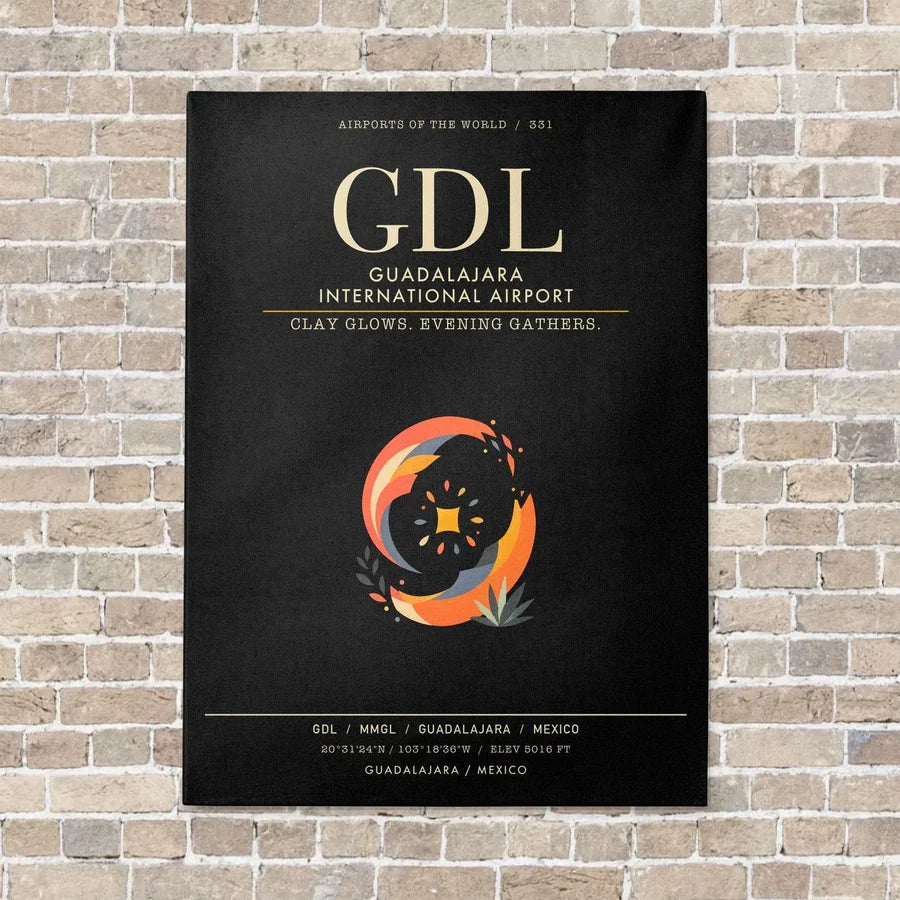 Guadalajara International Airport GDL - Canvas Framed - Black
