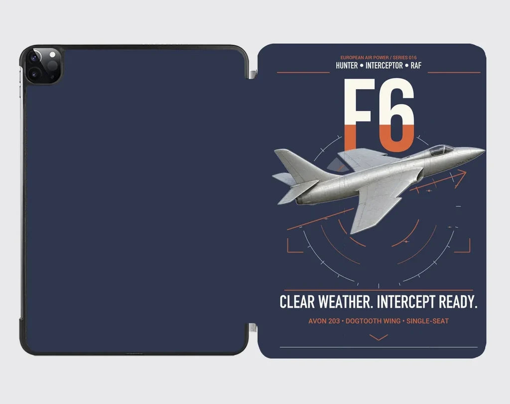 Hawker Hunter F6 design on navy blue ipad tablet case