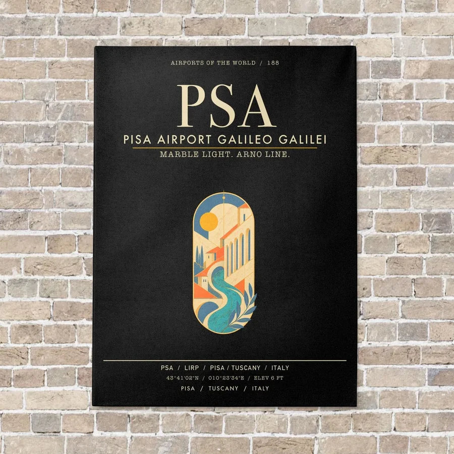 Pisa Airport Galileo Galilei PSA - Canvas Framed - Black