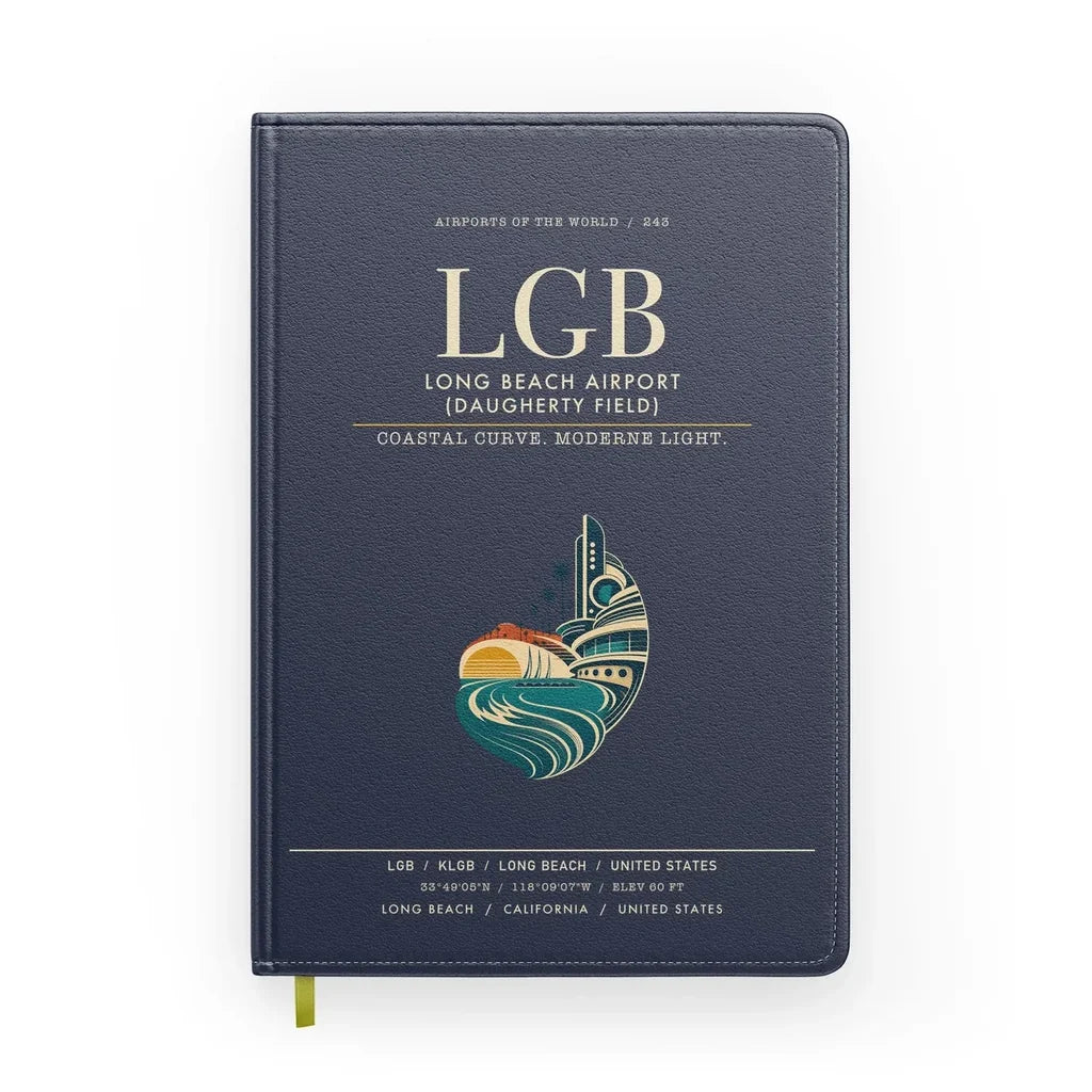 Long Beach Airport (Daugherty Field) (LGB) design on navy blue notebook