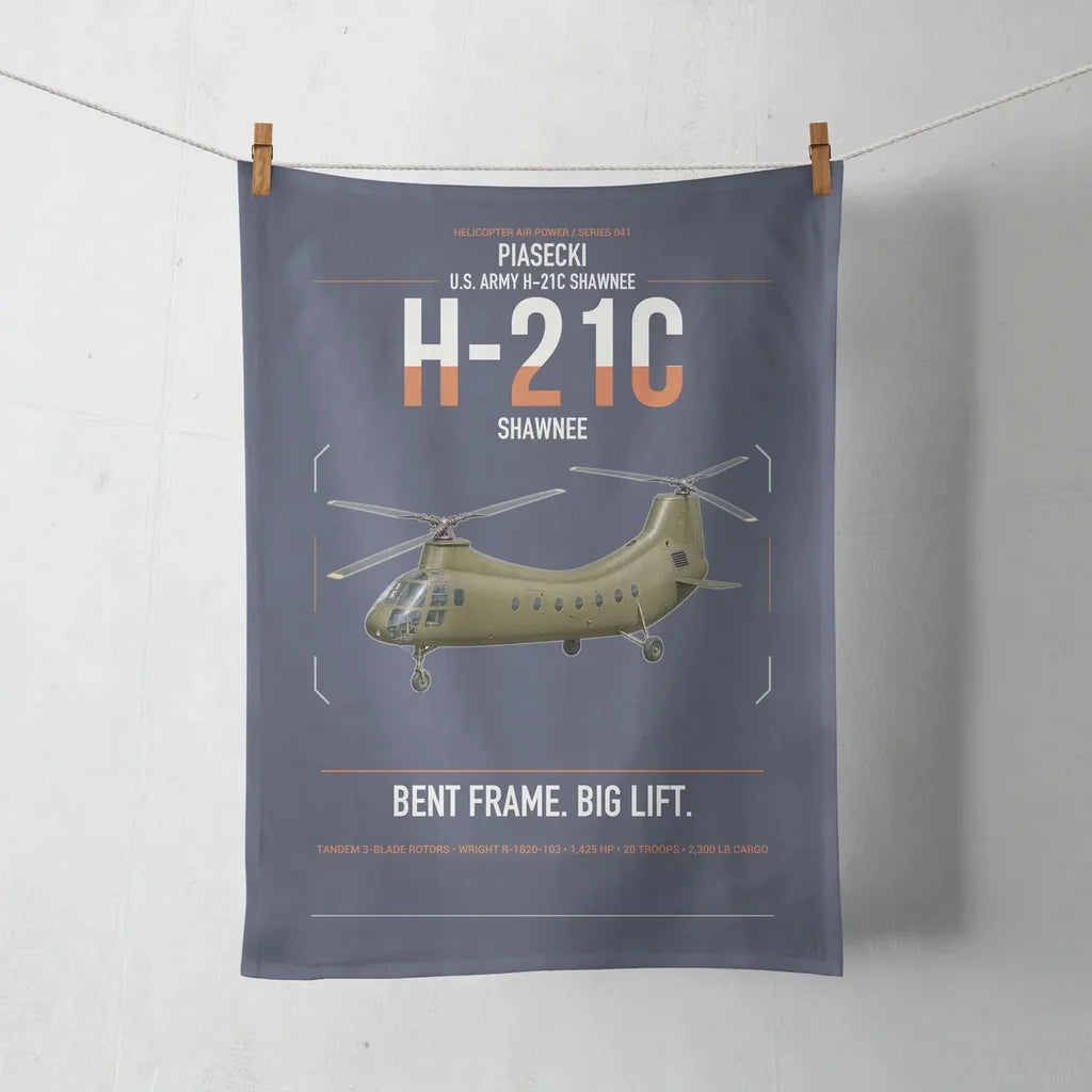 Piasecki H-21C Shawnee design on navy blue towel