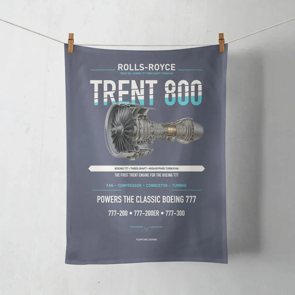 TRENT 800 design on navy blue towel