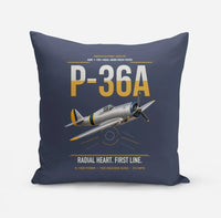Thumbnail for P-36A Hawk design on navy blue pillow