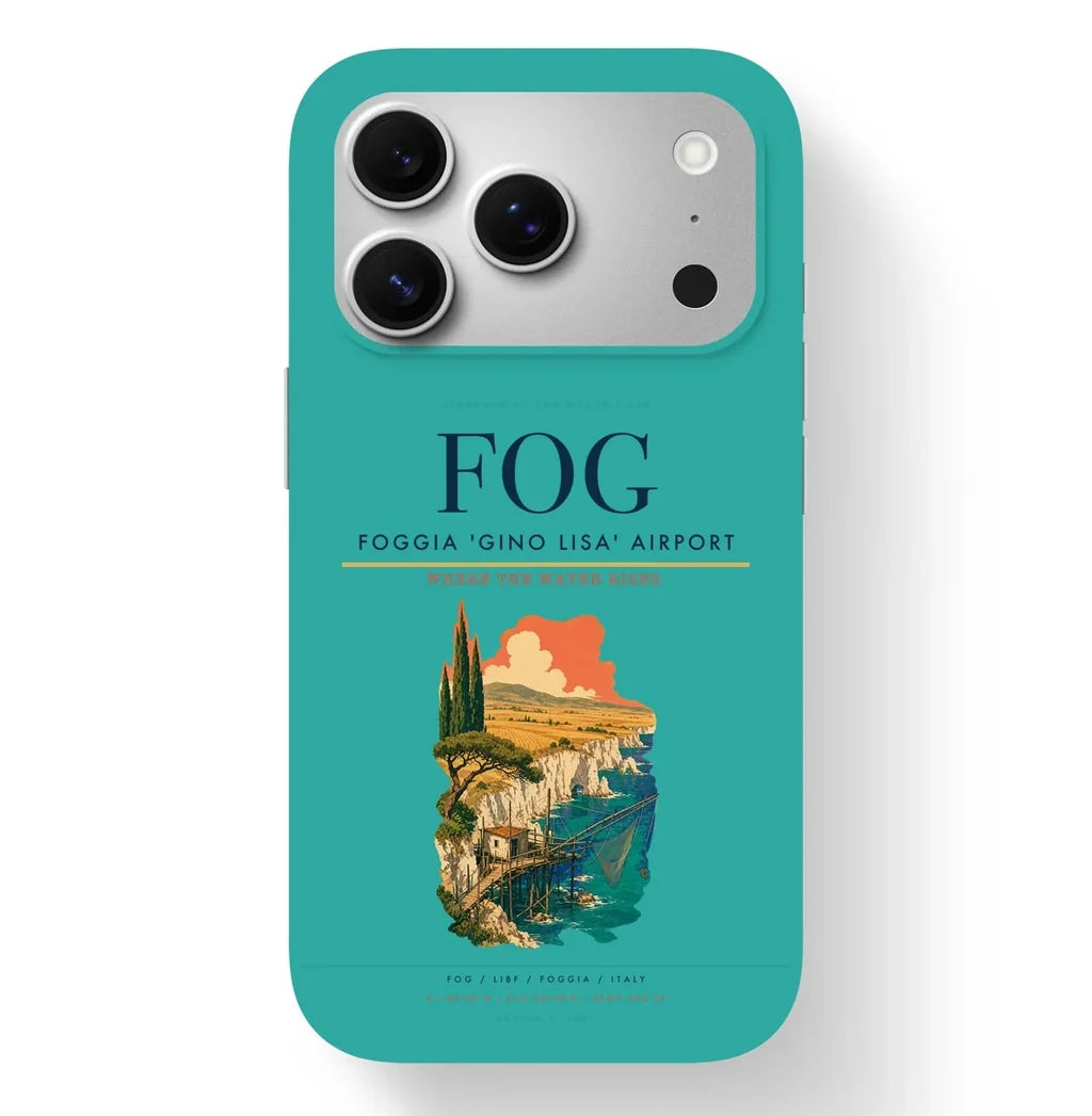 Foggia Airport (FOG) design on turquoise iPhone 17 Pro MagSafe case