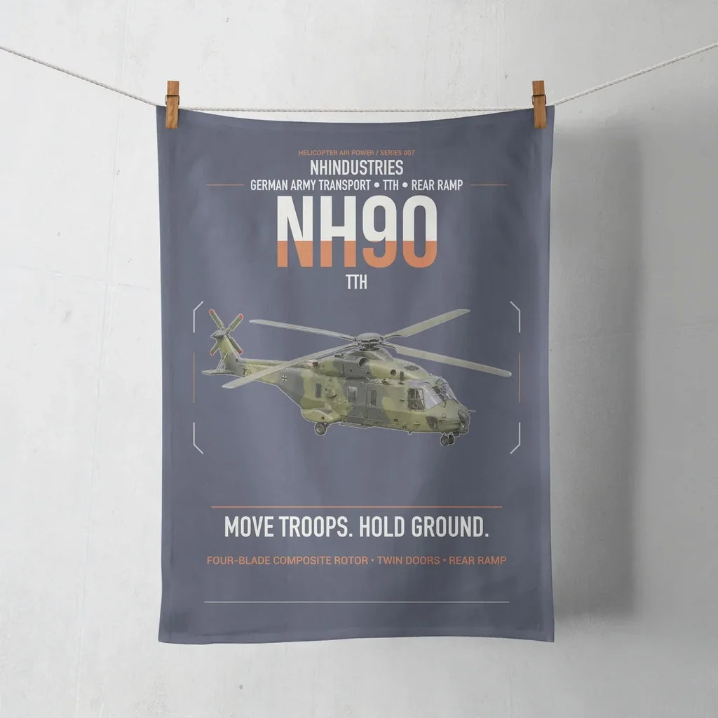 NHIndustries NH90 TTH design on navy blue towel