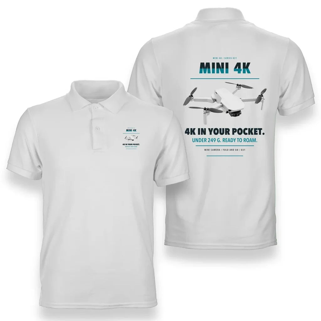 DJI Mini 4K design on white polo