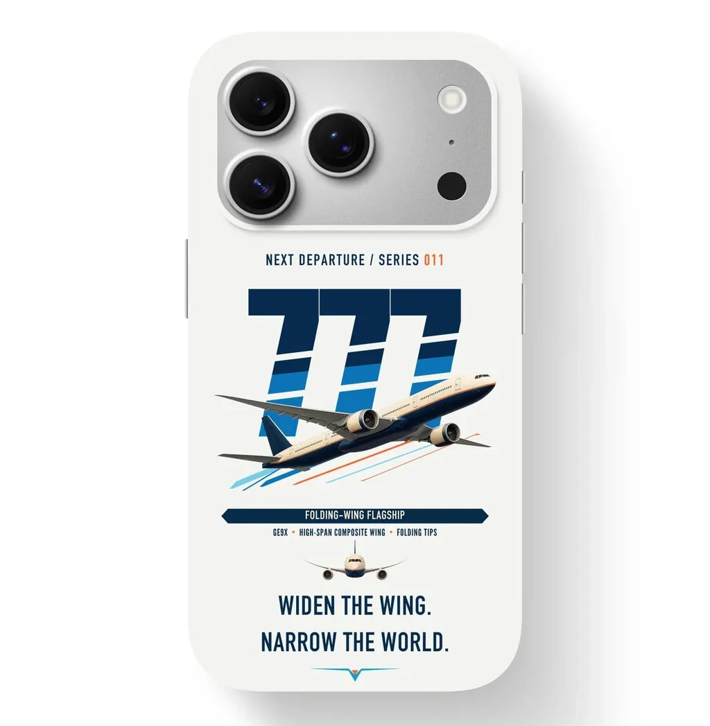 Boeing 777-9 design on white magsafe iphone case