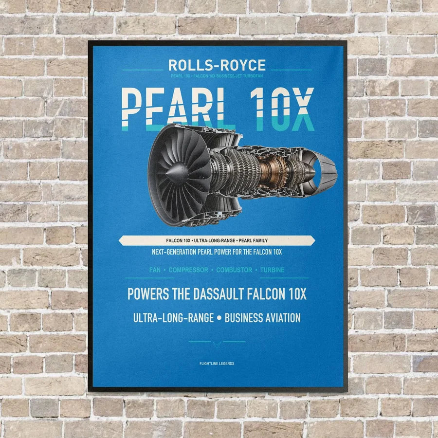 PEARL 10X vertical canvas print - framed - turquoise background