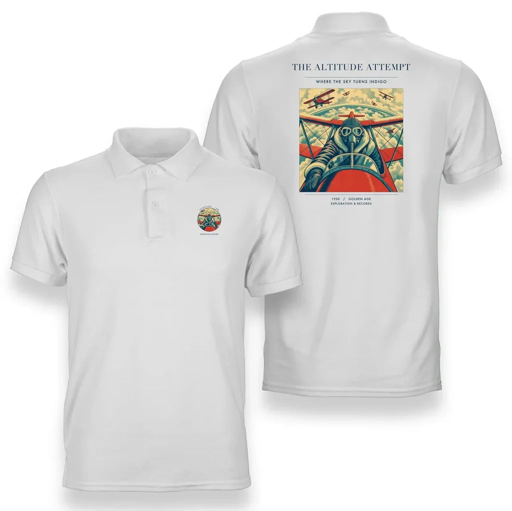 VINTAGE G4202 - The Altitude Attempt - Double-Side Polo T-Shirt design on white