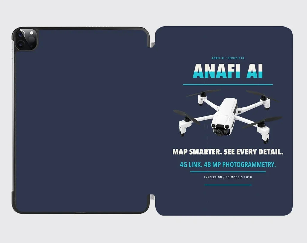 Parrot ANAFI Ai design on navy blue ipad tablet case