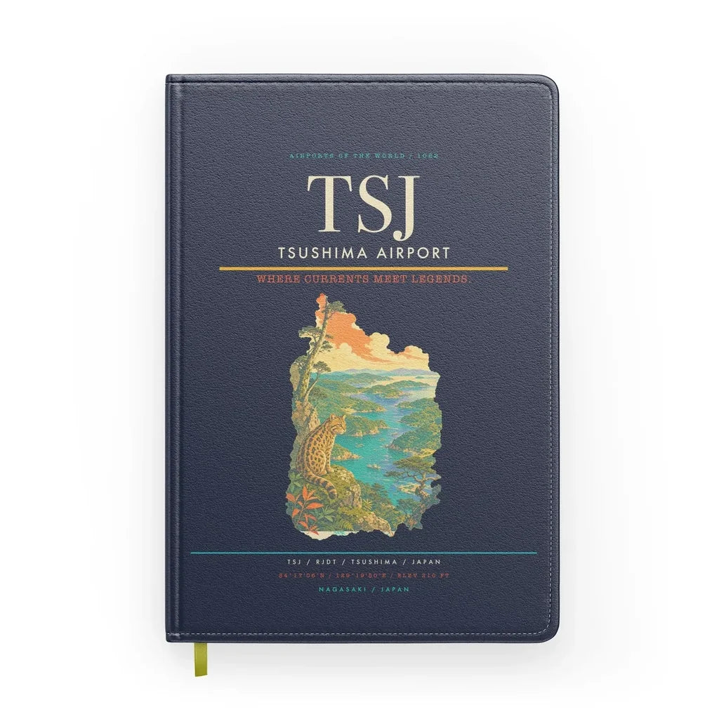 Tsushima Airport (TSJ) design on navy blue notebook