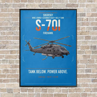 Thumbnail for Sikorsky S-70i FIREHAWK vertical canvas print - framed - turquoise background