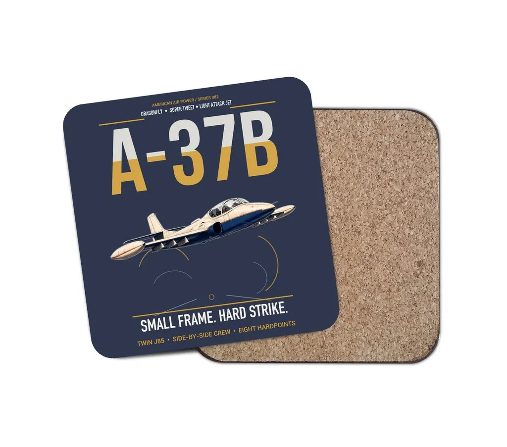 A-37B Dragonfly design on navy blue 1 piece coaster