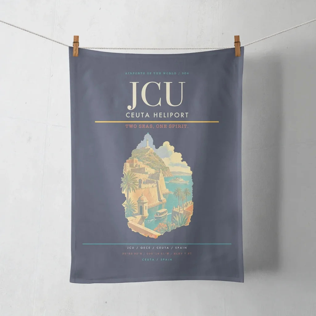 Ceuta Heliport (JCU) design on navy blue towel