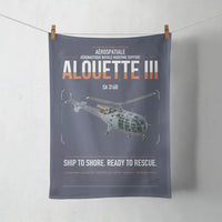 Thumbnail for Aérospatiale SA 316B Alouette III design on navy blue towel