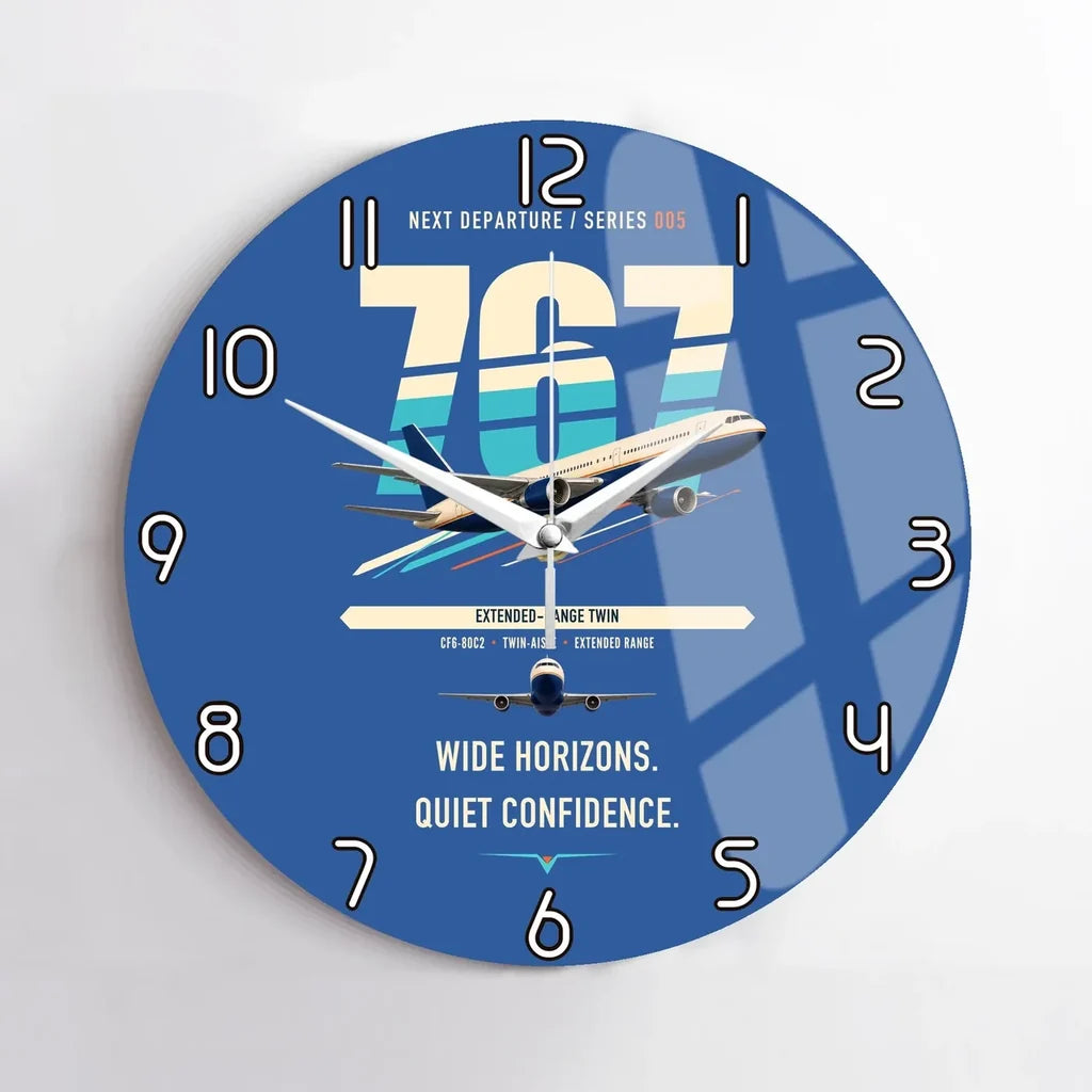 Boeing 767-300ER design on blue no frame wall clock