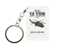 Thumbnail for Aérospatiale SA 330B Puma design on white designed key chain, double-side print