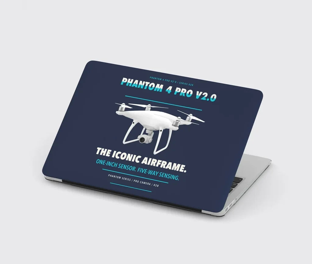 DJI Phantom 4 Pro V2.0 design on navy blue MacBook case