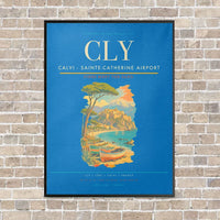 Thumbnail for Calvi - Sainte-Catherine Airport CLY vertical canvas print - framed - turquoise background