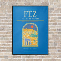 Thumbnail for Fes - Saiss Airport FEZ vertical canvas print - framed - turquoise background
