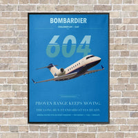 Thumbnail for Bombardier Challenger 604 vertical canvas print - framed - turquoise background