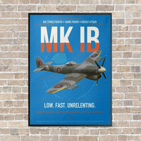 Thumbnail for Hawker Typhoon Mk IB vertical canvas print - framed - turquoise background