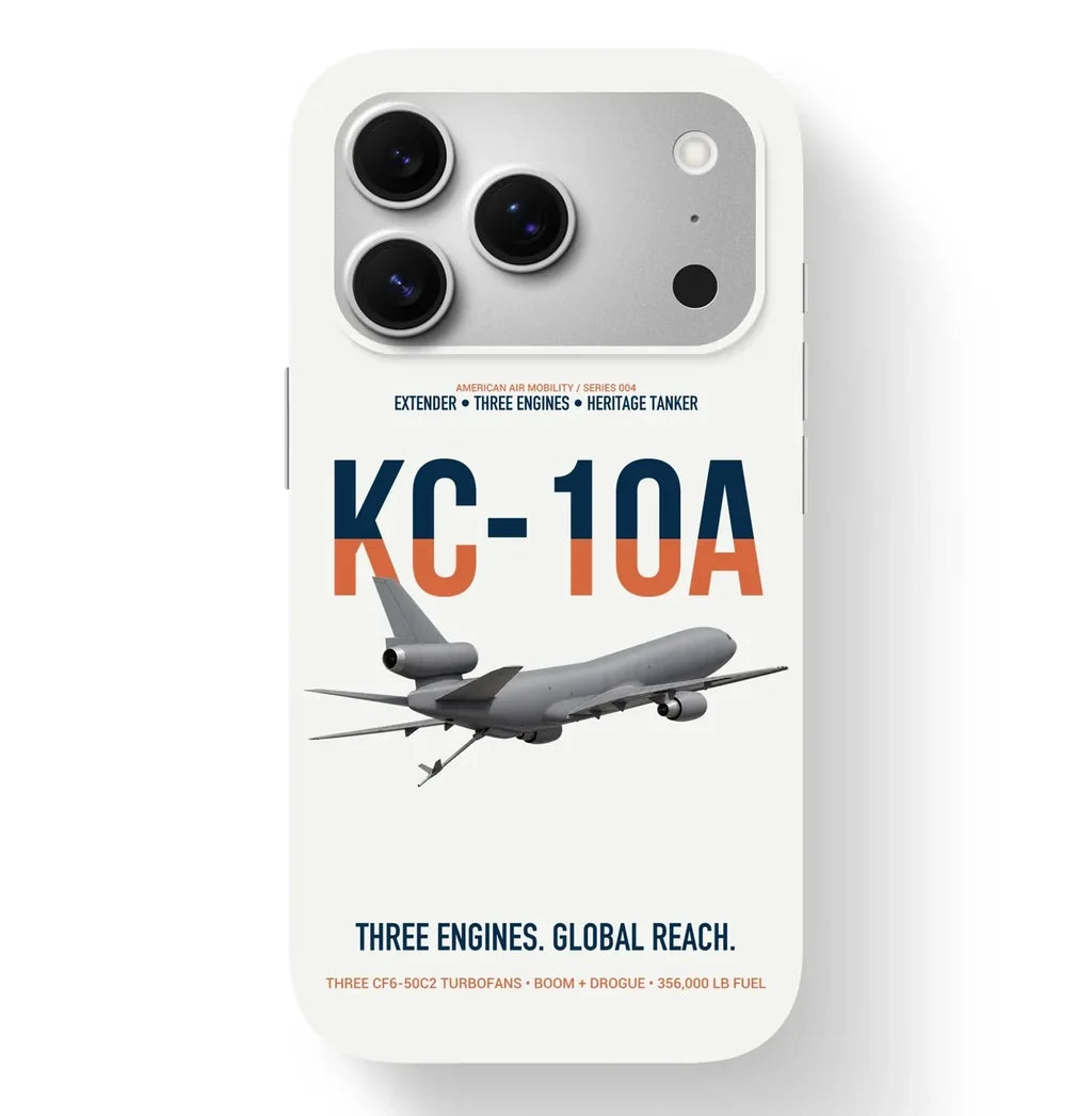 KC-10A EXTENDER design on white magsafe iphone case, for iPhone 17 Pro