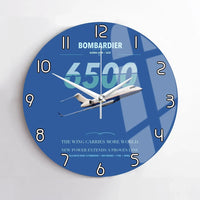 Thumbnail for Bombardier Global 6500 design on blue no frame wall clock