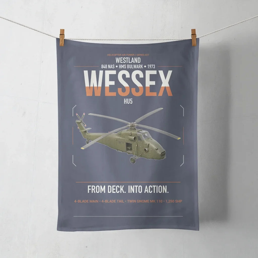 Westland Wessex HU5 design on navy blue towel