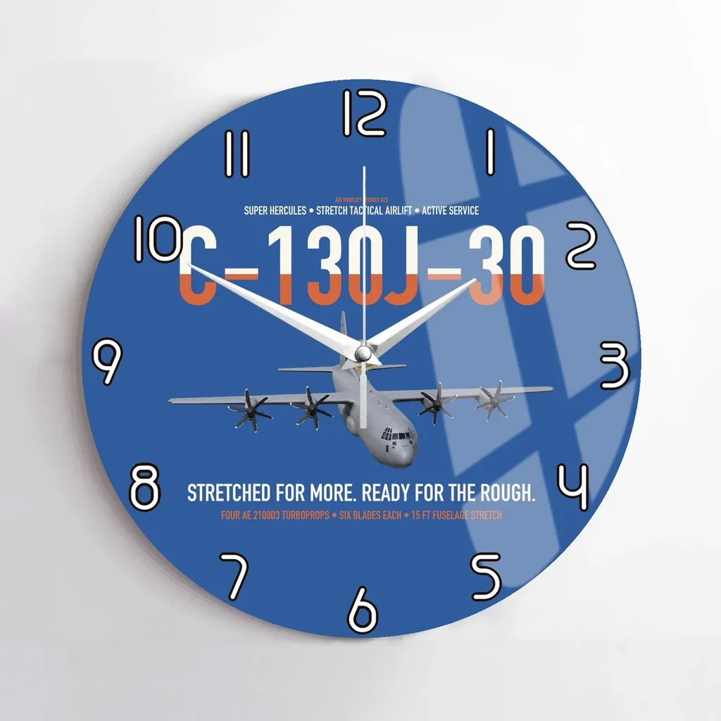 C-130J-30 Super Hercules design on blue no frame wall clock