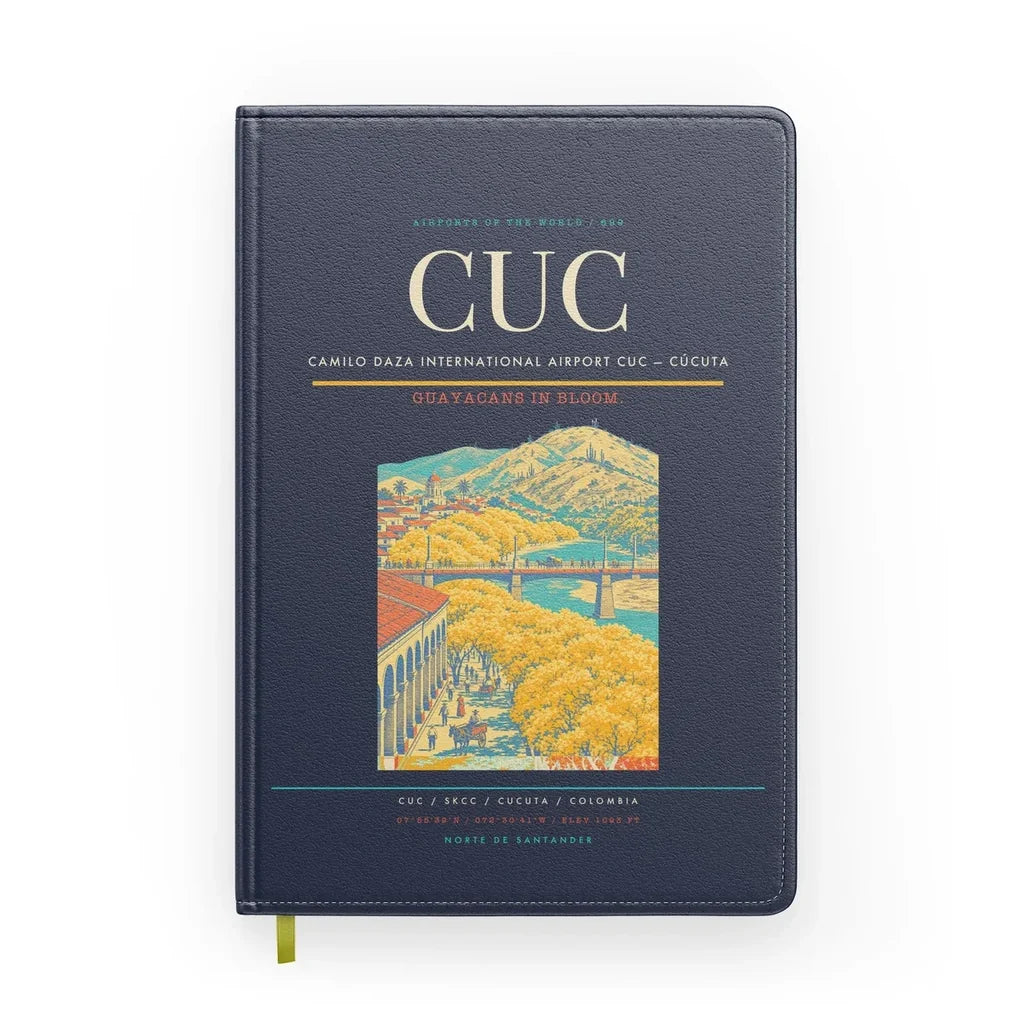 Camilo Daza International Airport (CUC) design on navy blue notebook