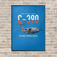 Thumbnail for C-390 Millennium vertical canvas print - framed - turquoise background