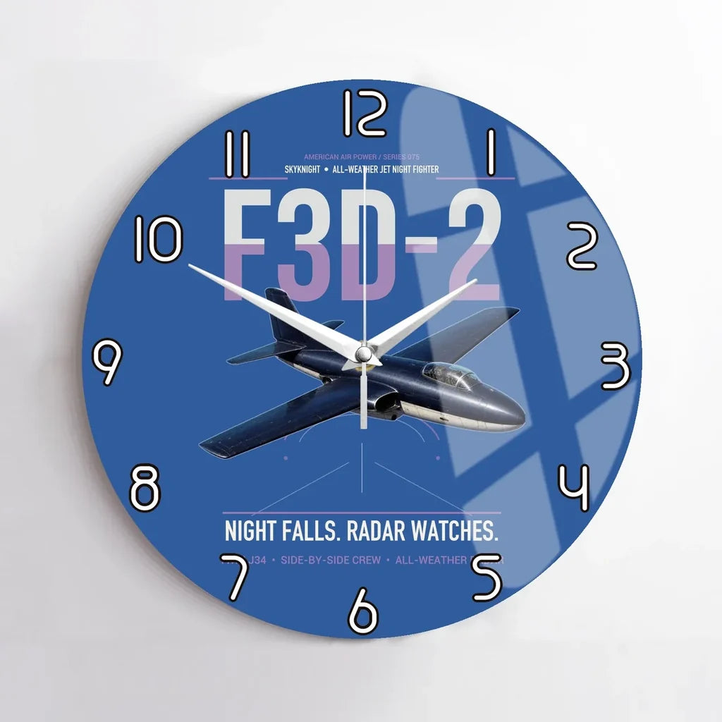 F3D-2 Skyknight design on blue no frame wall clock