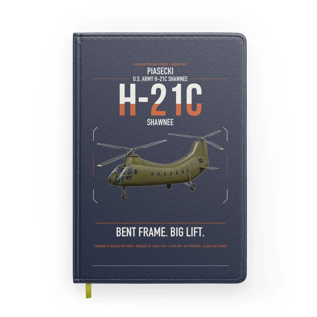 Piasecki H-21C Shawnee design on navy blue notebook