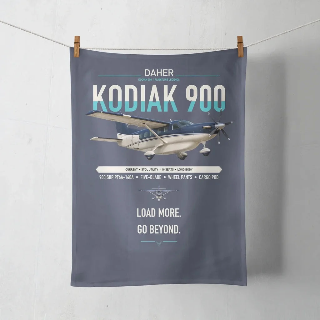 Daher Kodiak 900 design on navy blue towel