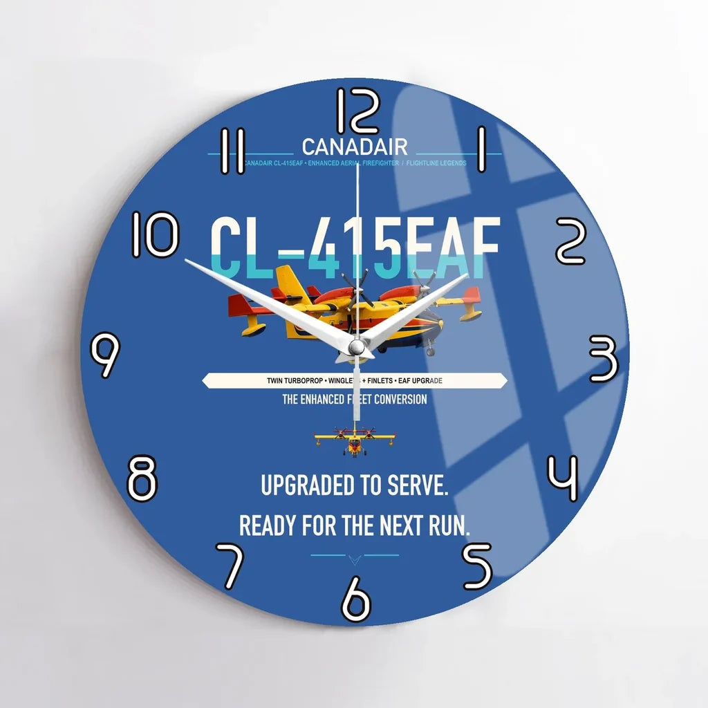 Canadair CL-415EAF design on blue no frame wall clock