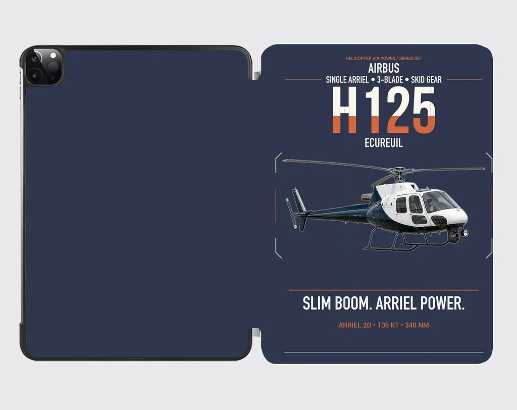 Airbus H125 design on navy blue ipad tablet case